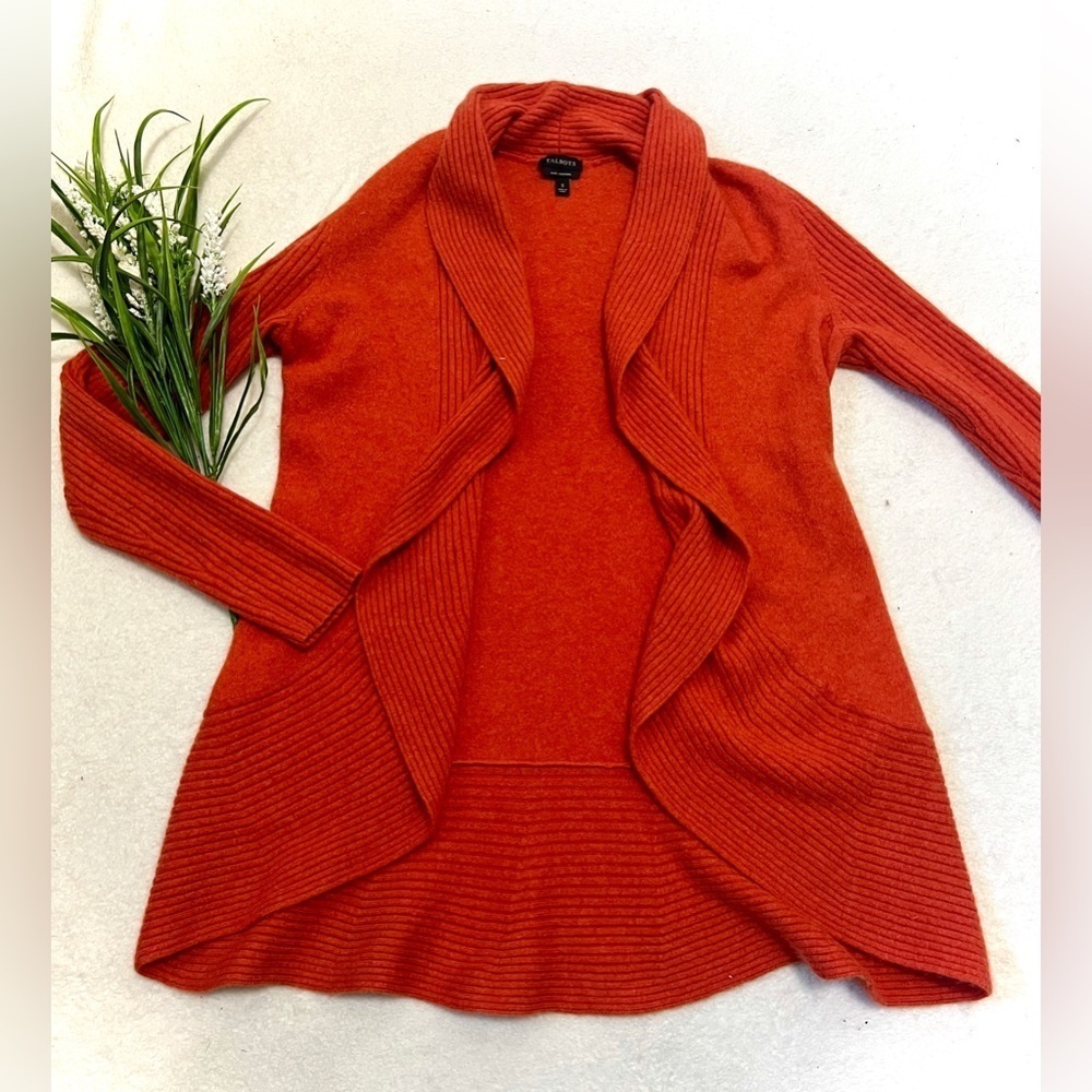 Talbots Autumn Orange Pure Cashmere Cardigan - Small